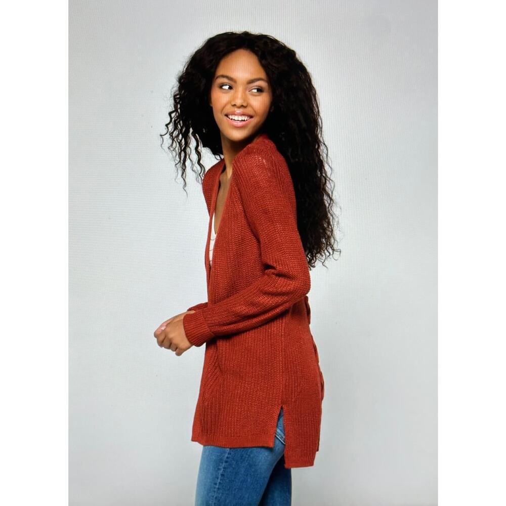 Pinque Jamelya Back Detail Cardigan Artisan Rust size M - Picture 3 of 14